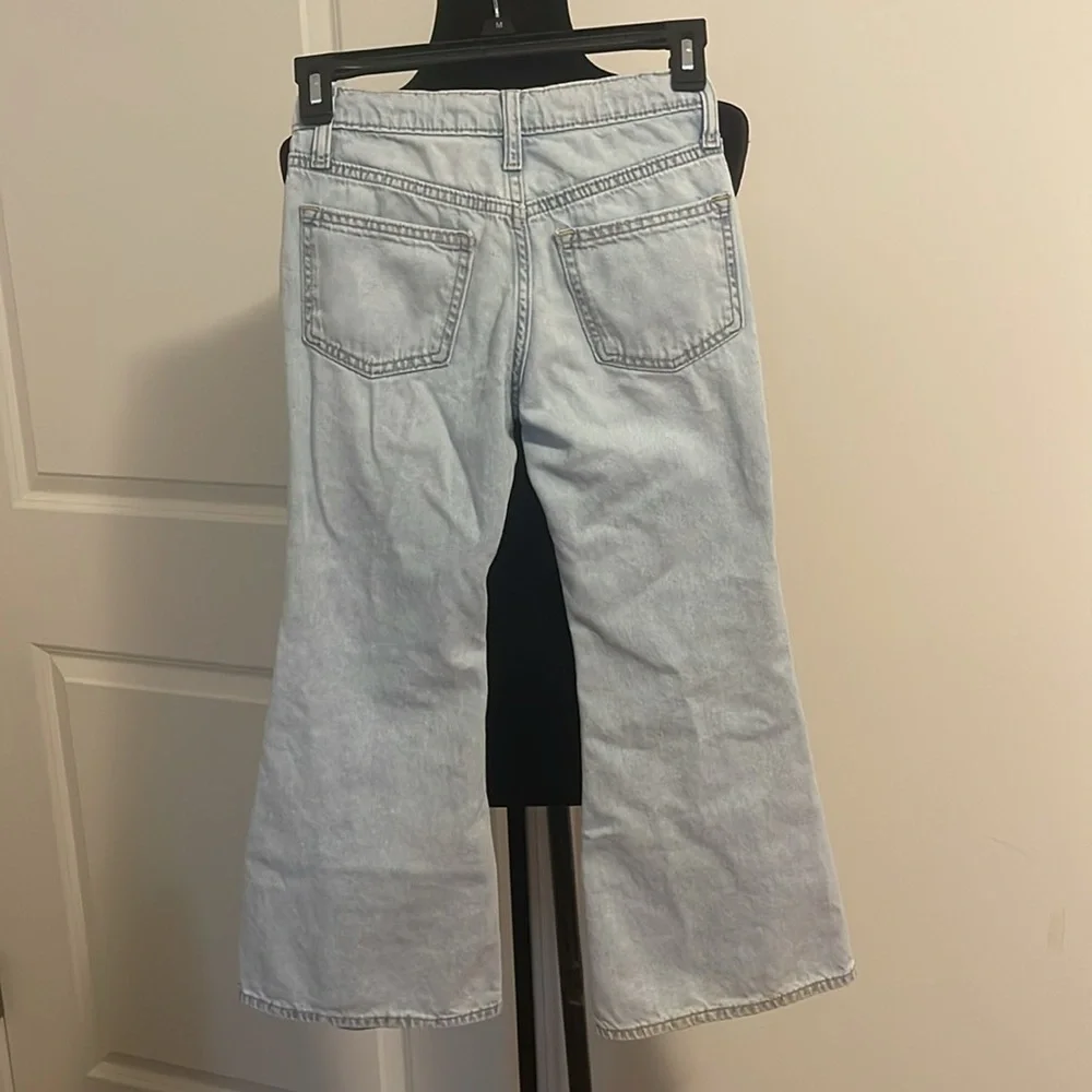 2 Pairs Girls Old Navy Adjustable Baggy Flare Baggy Wide Leg Button Jeans Size 8